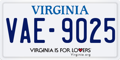 VA license plate VAE9025