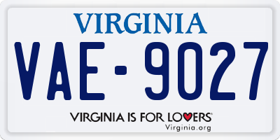 VA license plate VAE9027