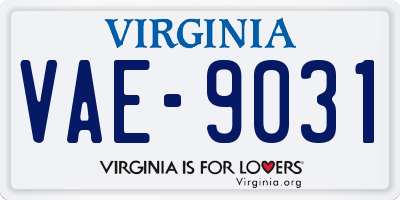 VA license plate VAE9031