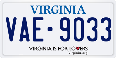 VA license plate VAE9033