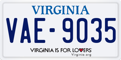 VA license plate VAE9035