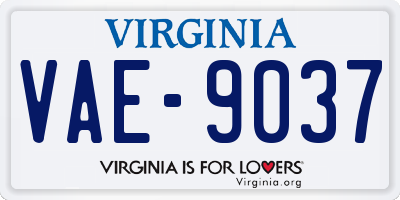 VA license plate VAE9037