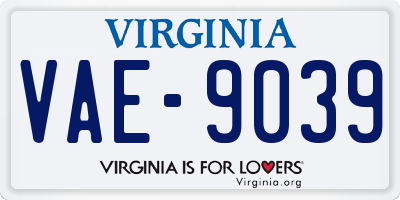 VA license plate VAE9039