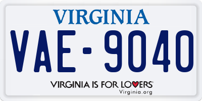 VA license plate VAE9040