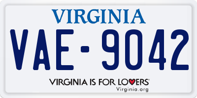 VA license plate VAE9042