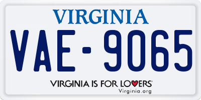 VA license plate VAE9065