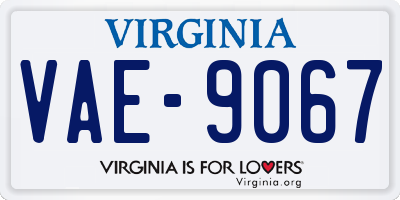 VA license plate VAE9067
