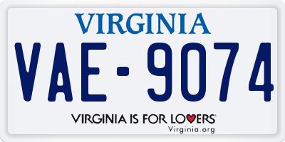 VA license plate VAE9074