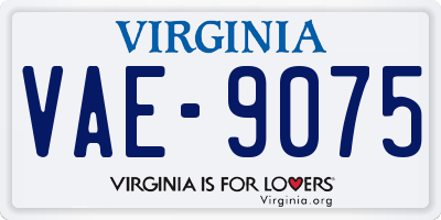 VA license plate VAE9075