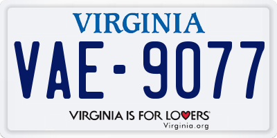 VA license plate VAE9077