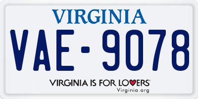 VA license plate VAE9078