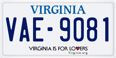 VA license plate VAE9081