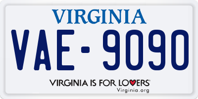 VA license plate VAE9090