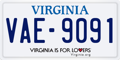 VA license plate VAE9091