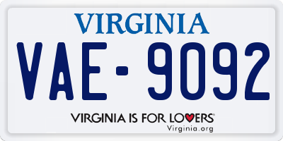 VA license plate VAE9092