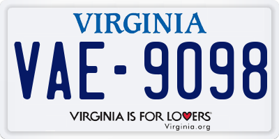 VA license plate VAE9098