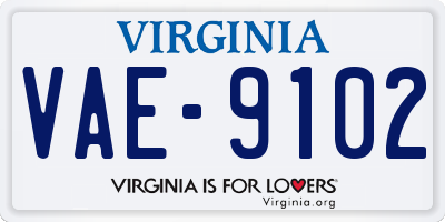 VA license plate VAE9102