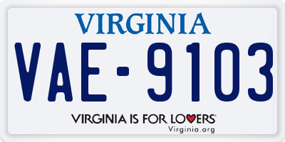 VA license plate VAE9103