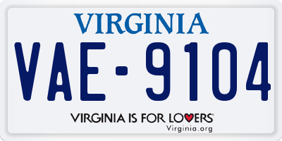 VA license plate VAE9104