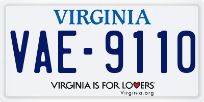 VA license plate VAE9110
