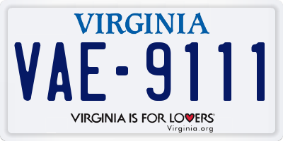 VA license plate VAE9111