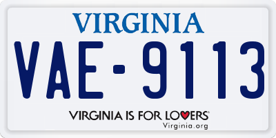 VA license plate VAE9113