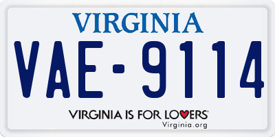 VA license plate VAE9114