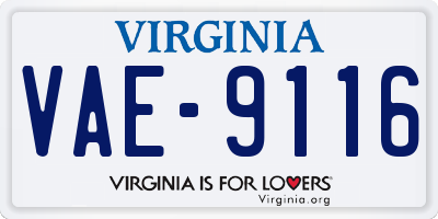 VA license plate VAE9116