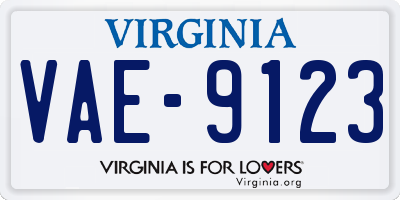 VA license plate VAE9123