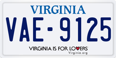 VA license plate VAE9125