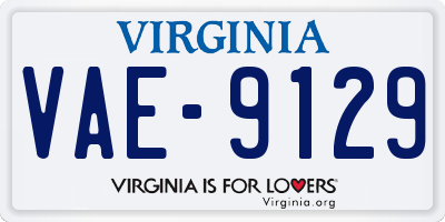 VA license plate VAE9129