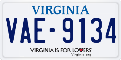 VA license plate VAE9134