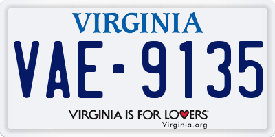 VA license plate VAE9135