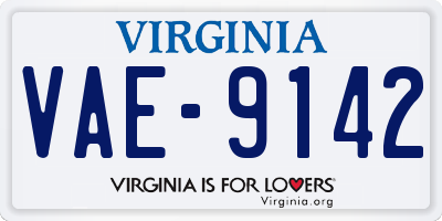 VA license plate VAE9142