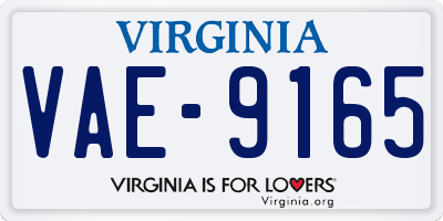 VA license plate VAE9165