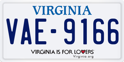 VA license plate VAE9166