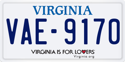 VA license plate VAE9170