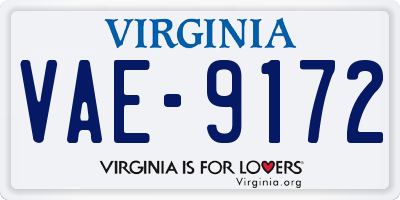 VA license plate VAE9172