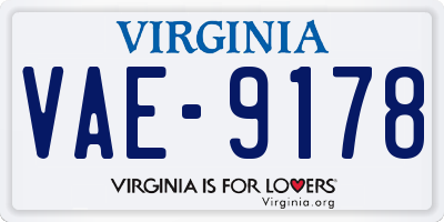 VA license plate VAE9178