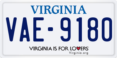 VA license plate VAE9180