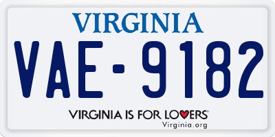 VA license plate VAE9182