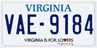 VA license plate VAE9184