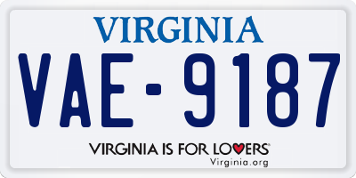 VA license plate VAE9187