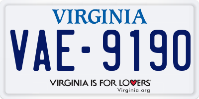 VA license plate VAE9190