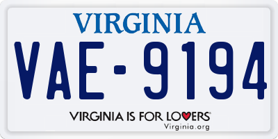 VA license plate VAE9194