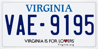 VA license plate VAE9195