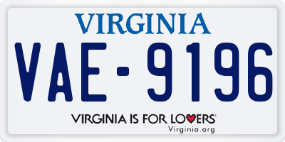 VA license plate VAE9196