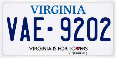 VA license plate VAE9202