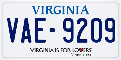VA license plate VAE9209