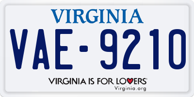 VA license plate VAE9210